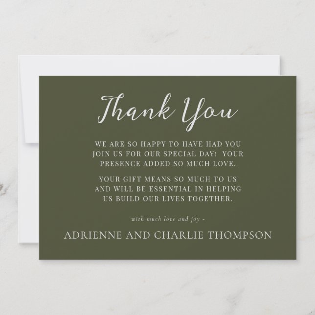 Cartão De Agradecimento Floral Simplicity 1 Modern Green Thank You Note (Frente)