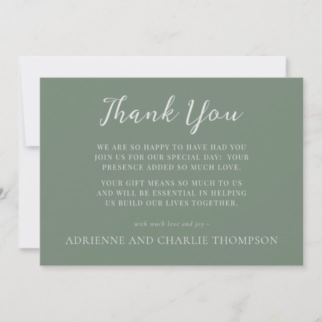 Cartão De Agradecimento Floral Simplicity 1 Modern Green Thank You Note (Frente)