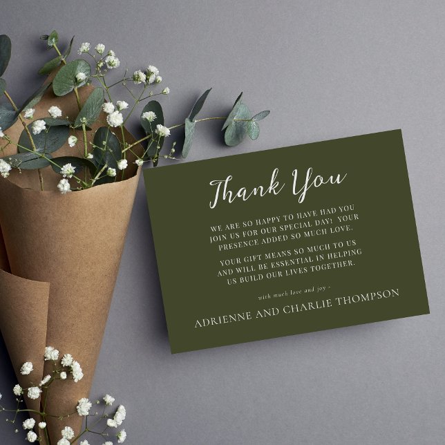 Cartão De Agradecimento Floral Simplicity 1 Modern Green Thank You Note (Criador carregado)