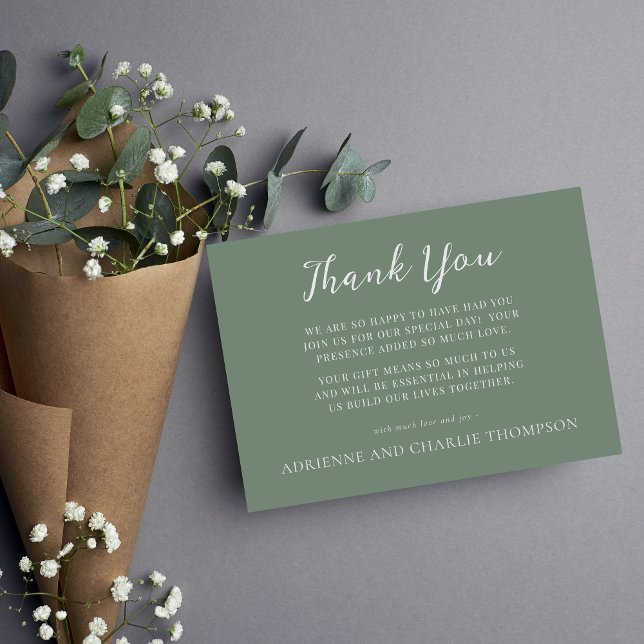 Cartão De Agradecimento Floral Simplicity 1 Modern Green Thank You Note (Criador carregado)