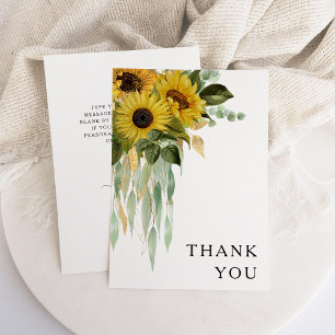 Cartão De Agradecimento Floral Sunflower Eucalyptus Wedding