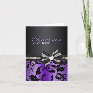 Cartão De Agradecimento Floral Swirl Sweet Sixteen Thank You Card