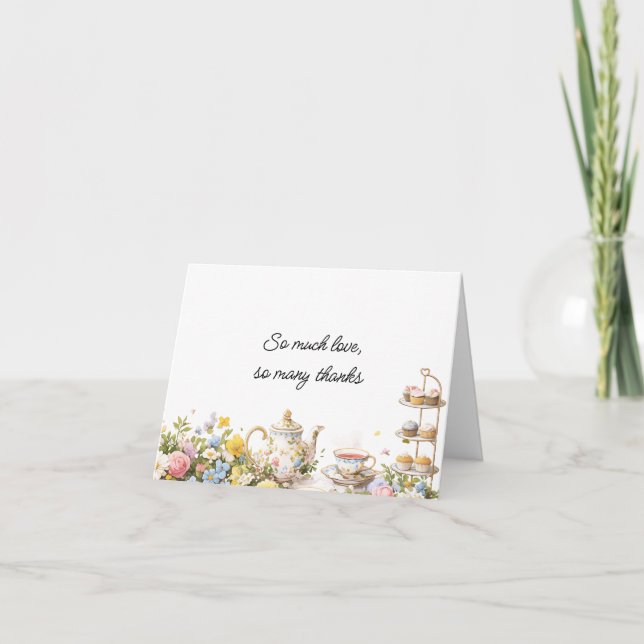 Cartão De Agradecimento Floral Tea Party Bridal Shower Thank You Card  (Frente)