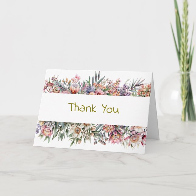 Cartão De Agradecimento Floral Thank You Card (Frente)