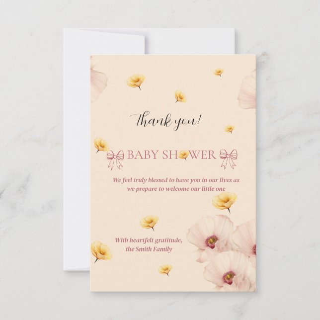 Cartão De Agradecimento Floral Theme Paper Napkin (Frente)