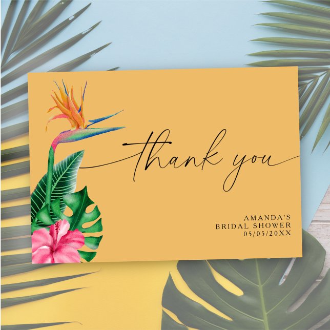 Cartão De Agradecimento Floral tropical - obrigado seu chá de panela (Criador carregado)