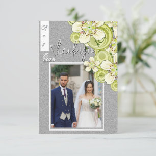 Cartão De Agradecimento Floral Verde Elegante