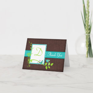 Cartão de Agradecimento Floral Verde Turquesa Marr