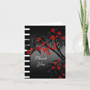 Cartão de Agradecimento Floral Vermelho Asiático B