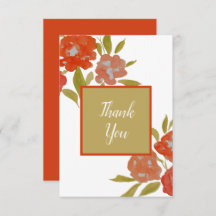 Cartão de Agradecimento Floral Vermelho Laranja Bo