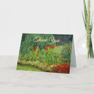 Cartão De Agradecimento Floral Vermelho Verde e Roxo
