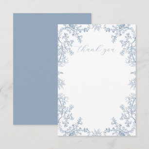 Cartão De Agradecimento Floral Vintage Azul