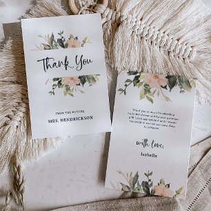 Cartão De Agradecimento Floral Vintage   Chuveiro de Noiva Elegante