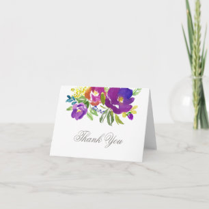 Cartão de Agradecimento Floral Violeta Romântico