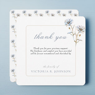 Cartão De Agradecimento Floral Watercolor Daisy Funeral Memorial Obrigado