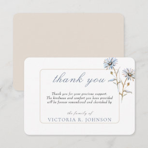 Cartão De Agradecimento Floral Watercolor Daisy Funeral Memorial Obrigado