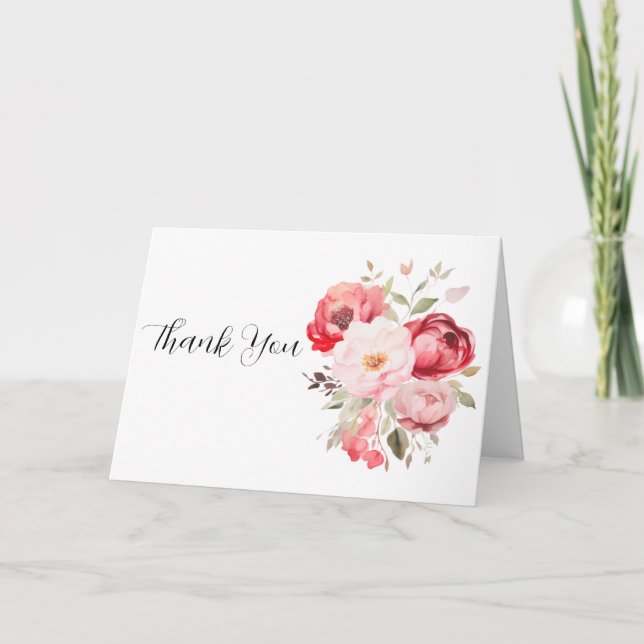 Cartão De Agradecimento Floral Wedding Thank You Card (Frente)