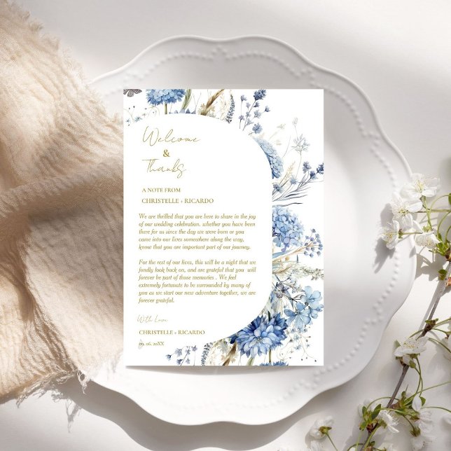 Cartão De Agradecimento Floral welcome and thank you wedding guest table (Criador carregado)