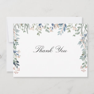 Cartão De Agradecimento Floral Wildflower Elegant Script