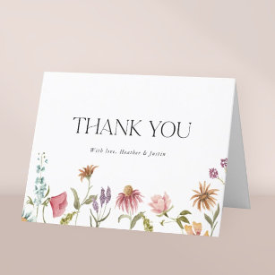 Cartão De Agradecimento Floral Wildflower Wedding Obrigado Folheto