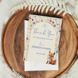 Cartão De Agradecimento Floral Woodland Fox Chá de fraldas