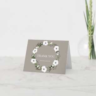 Cartão De Agradecimento Floral Wreath Thank You Notes - taupe