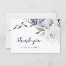 Cartão De Agradecimento Florença de cor azul-d'água empoeirada floral