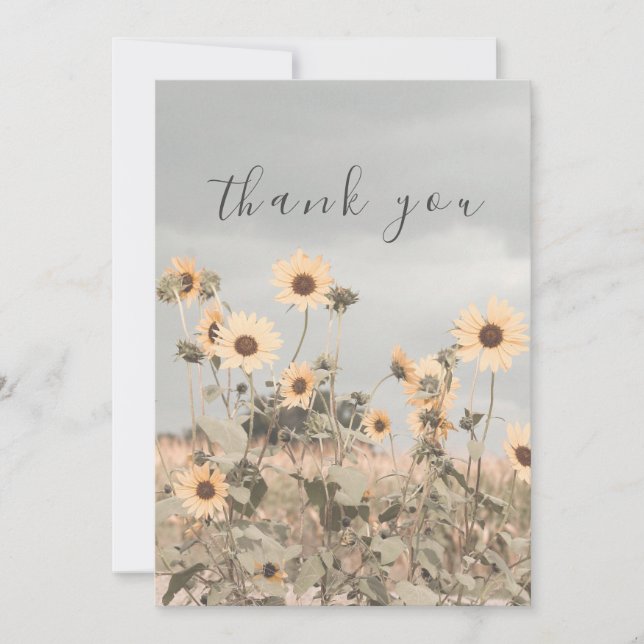 Cartão De Agradecimento Flores Amarelas Cachorros Azuis Céu Flagrante Obri (Frente)