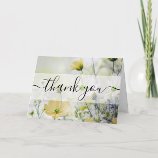Cartão De Agradecimento Flores Amarelas Delicadas Personalizadas Obrigado