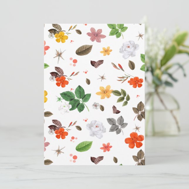 Cartão De Agradecimento Flores Amarelas e Rosas Brancas 7 (Em pé/Frente)