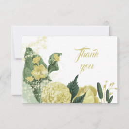 Cartão De Agradecimento flores amarelas folhas verdes