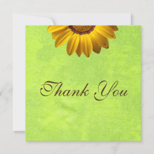 Cartão De Agradecimento Flores Amarelas no Monograma Verde Abstrato