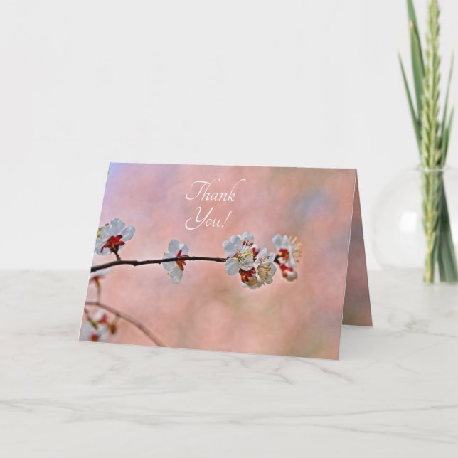 Cartão De Agradecimento Flores Apricot Japonesas Respiratórias (Frente)