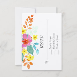Cartão De Agradecimento Flores Aquareladas Modernas em Cores Vibrantes