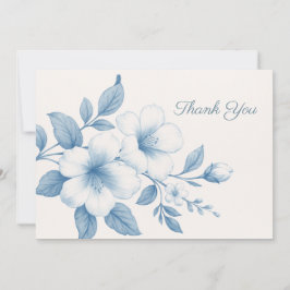 Cartão De Agradecimento Flores Azuis 3D Elegantes em Fundo Suave, crio