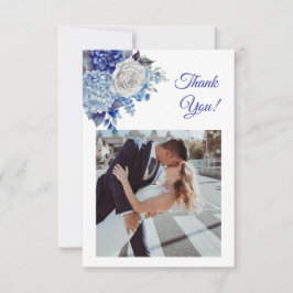 Cartão De Agradecimento Flores Azuis De Aquarela-Casamento-