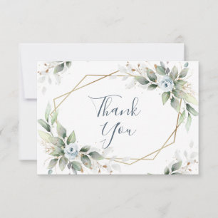 Cartão De Agradecimento Flores Azuis Elegantes Foliage