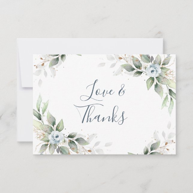 Cartão De Agradecimento Flores Azuis Elegantes Foliage (Frente)