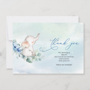 Cartão De Agradecimento Flores Azuis Eucalipto - Elefante Bonito