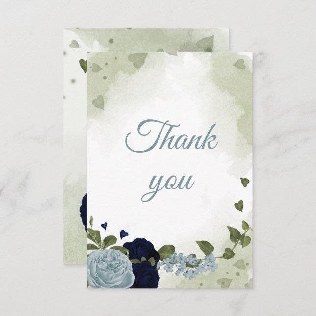 Cartão De Agradecimento Flores azuis marinhos bonito e poeirentas (Frente/Verso)