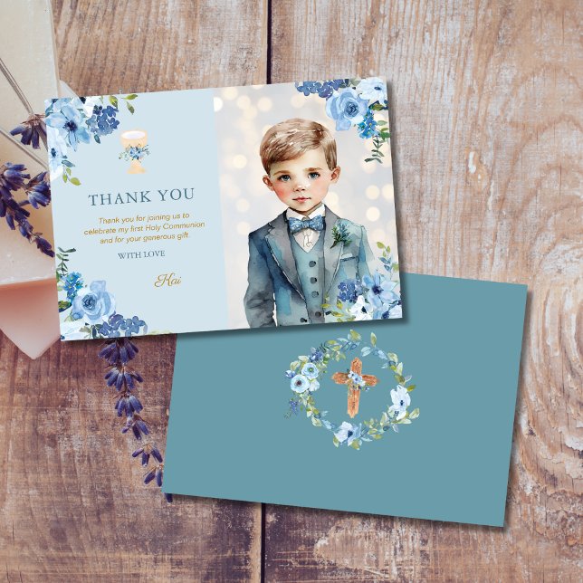 Cartão De Agradecimento Flores Azuis Sagradas Boys Comunitários (Criador carregado)