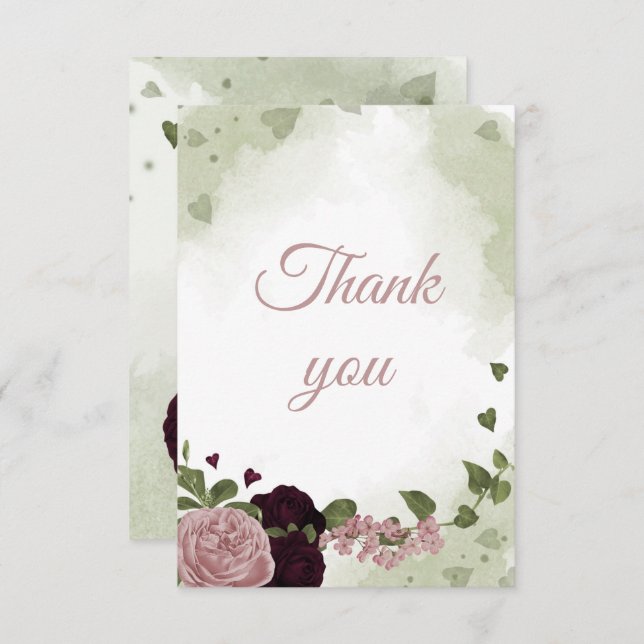 Cartão De Agradecimento Flores bonito de ameixa entupidas e rosa (Frente/Verso)