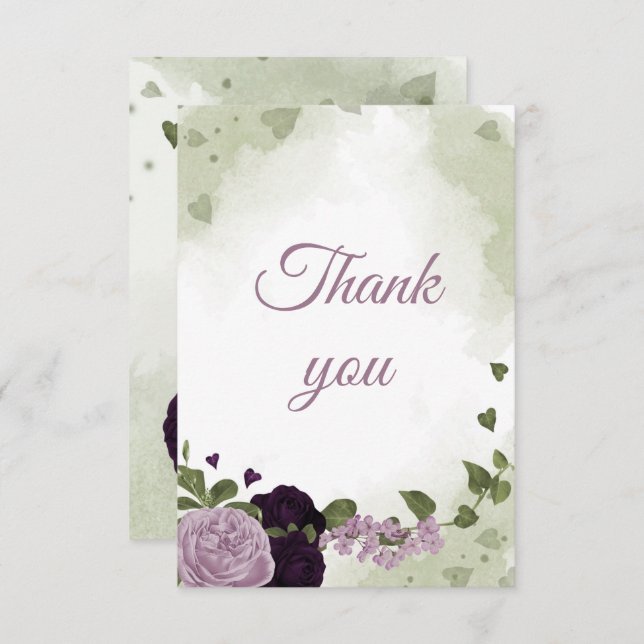 Cartão De Agradecimento Flores bonito e roxas leves (Frente/Verso)