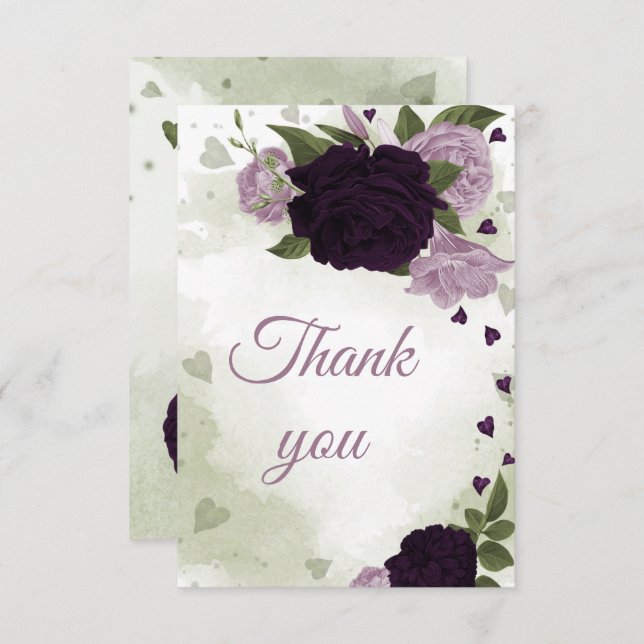 Cartão De Agradecimento Flores bonito e roxas leves (Frente/Verso)