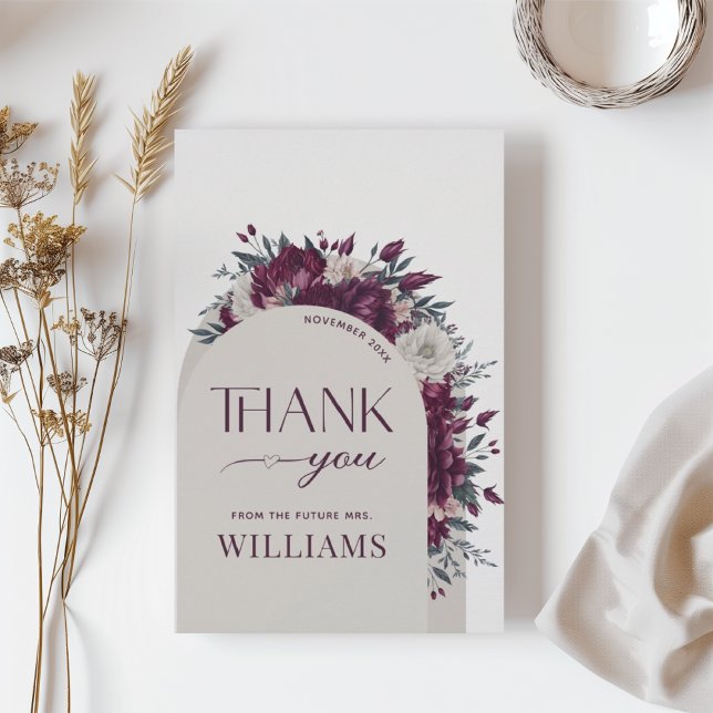 Cartão De Agradecimento Flores Borgonha Amor em Flor Grata (Criador carregado)