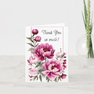 Cartão De Agradecimento Flores Borgonhetas e Rosa com Quadro