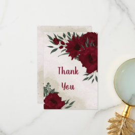 Cartão De Agradecimento Flores borgonhetas verdes