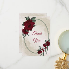 Cartão De Agradecimento Flores borgonhetas verdes