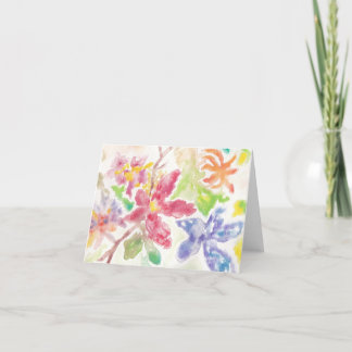Cartão De Agradecimento Flores Botânicas em Aquarela Encanto do Jardim em