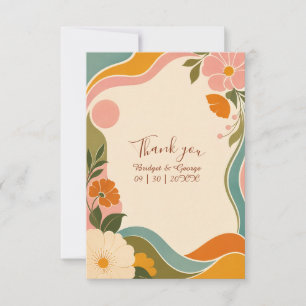 Cartão De Agradecimento Flores Botânicos de Casamento Vintage Retro